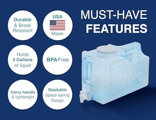 Arrow Home Products 3 Gallon Drink Dispenser for Fridge - Plastic Beverage Dispenser with Spigot for Easy Dispensing - BPA Free Plastic - Convenient Handle, Easy-Pour Spout