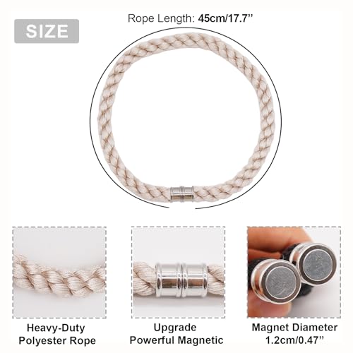 Magnetic Curtain Tiebacks, 4pcs Modern Handmade Rope Curtain Tie Backs Decorative Curtain Holdbacks Holders Cord for Window Sheer Drapes Indoor Outdoor, Beige