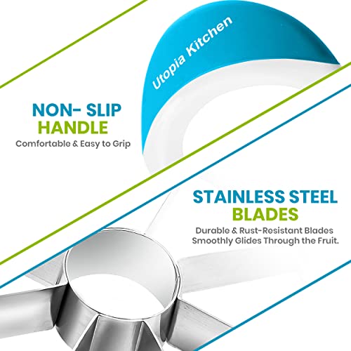 Utopia Kitchen Apple Corer and Slicer Fruit Cutter Apple Divider Wedger Stainless Steel Slicer for Fruits and Vegetables Ergonomic Handle Easy Grip 8 Sharp Blades Blue
