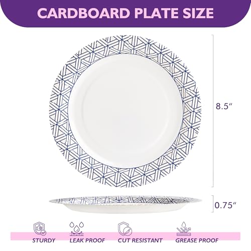 Disposable Paper Plates 8.5 Inch 300 Count, Soak Proof and Cut Resistant Heavy Duty Paper Plates Bulk for Parties, Picnics, Camping, and Everyday Meals