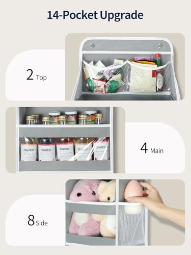 Yecaye 5 Tier Over the Door Organizer, Swing-proof Door Organizer Hanging with Clear PVC Windows