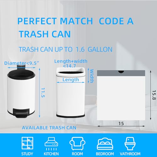 120 Counts 1.6 Gallon Mini Drawstring Trash Bags, Small Garbage Bags by KSSKSS, Code a fit 4.5-8 Liter, 1.2-2 Gal, White Trash Bin Liners for Home Office Kitchen Bathroom Bedroom