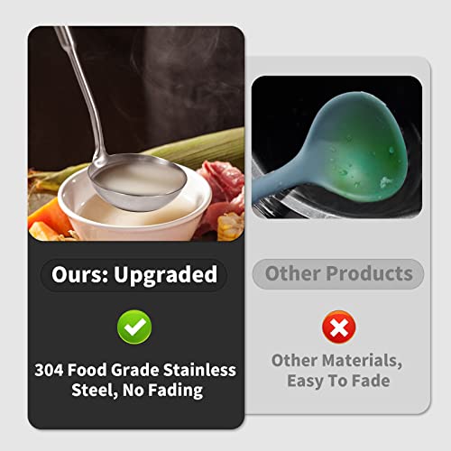 Newness Soup Ladle, Rustproof, Heat Resistance, Integral Forming Resilient 304 Stainless Steel Soup Spoon with Vacuum Ergonomic Round Handle