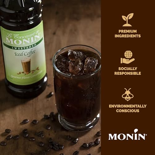 Monin - Premium Iced Coffee Concentrate | Clean Label with No Artificial Flavors, No Artificial Preservatives (BPA-Free Plastic Bottle, 1 Liter)