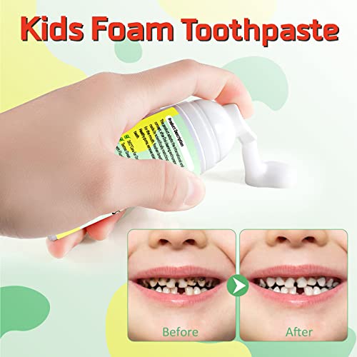 Foam Toothpaste Kids, Kids Mouthwash with Fruit Flavor - Toddler Toothpaste Age for Children, 360ÂșCare Natural Anti-Cavity Formulas with Fluoride for Electric & U-Shape Toothbrushes