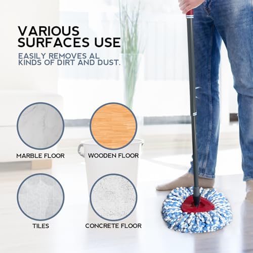 3 Pack Spin Mop Replacement Head Compatible with RinseClean 2-Tank System, Microfiber Mop Refill, Machine Washable Deep Cleaning Mop Head for Hardwood Tile Floor