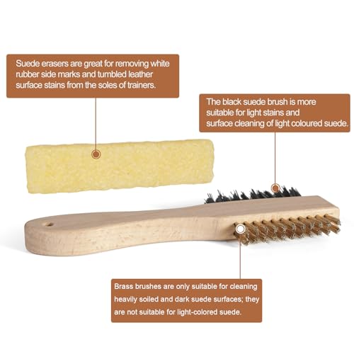 2-Piece Suede Brush and Suede Eraser, Suede Cleaner Kit, Suede Brush for Shoes Effectively Solves Stubborn Stains on Soft Bristle Shoes