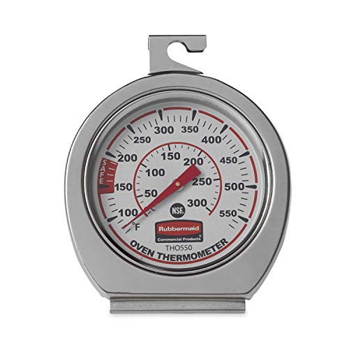 Rubbermaid Commercial Products Stainless Steel Monitoring Thermometer, Safe for Inside Oven/Grill/Smoker, 60-580°F Range, Easy to Read Food Thermometer For Food Resturant/Home Cooking