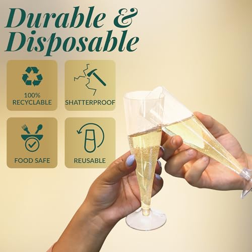 Reli. Champagne Flutes Plastic | 100 Pack | 4.5 oz - Clear | Premium Plastic Champagne Flutes | Party-Perfect for Celebrations