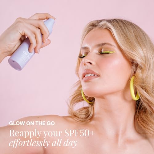 Naked Sundays SPF 50 Hydrating Glow Face Mist - Daily Sunscreen Spray & Makeup Setting Spray with Hyaluronic Acid, Lightweight, Non-Greasy & Hydrating, 75ml