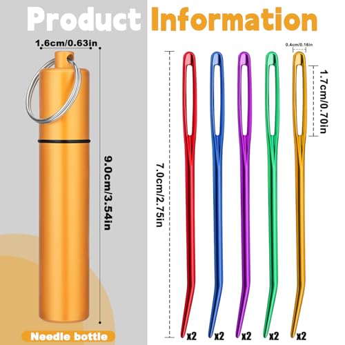 UOOU 10Pcs Yarn Needles, Darning Tapestry Needles, Large Eye Weaving Needle, Yarn Needle for Crocheting with Aluminum Storage Knitting Crochet Accessories