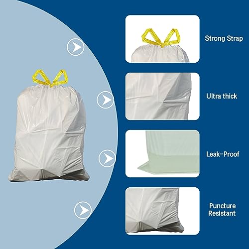 Large Trash Bags, Big Tall heavy duty 21 Gallon/ 50-90 Liter Drawstring Trash Bags, Easy-Dispense Leaf Roll, tear-free design, Extra-Strong Unscented 30 Count for Kitchen & Household & Commercial.