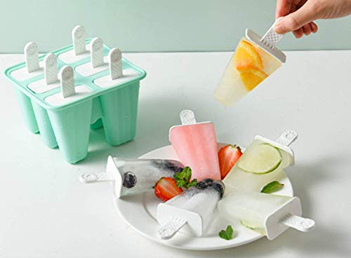 Popsicle Mold,Popsicle Molds 6 Pieces Silicone Ice Pop Molds BPA Free Popsicle Mold Reusable Easy Release Ice Pop Make (Green)