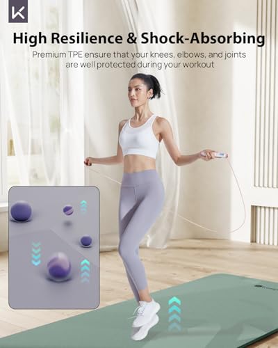KEEP Yoga Mat - Premium 7mm Thick Exercise Mat, Anti-Tear 32'' Extra Wide Fitness Mat with Strap for Men & Women, Non Slip Pilates Mat for Home Yoga, Pilates, Gym, Stretching, Floor & Fitness Workouts