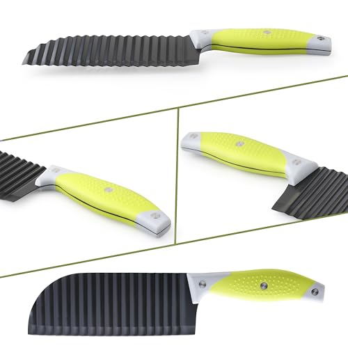 VRUIFA French Fry Cutter for Wave Fries, Crinkle Cutter for Veggies, Potatoes, Cucumber, Carrot and Fruit, with Non-slip Handle, Dishwasher Safe
