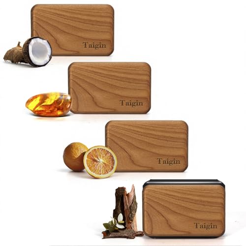 Car Air Freshener - Wood Air Freshener - Car Odor Eliminator for Visor Clip-Variety Scent Refill, Vehicle Scent Diffuser for Cabin, Truck & SUV - Pack of 4 (Teak-Amber-Cabana-Open Air)-CLIP INCLUDED
