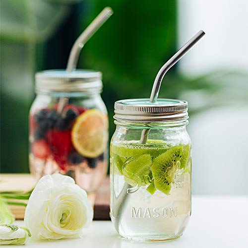 Hiware 12-Pack Reusable Stainless Steel Metal Straws with Case - Long Drinking Straws for 30 oz and 20 oz Tumblers Dishwasher Safe - 2 Cleaning Brushes Included