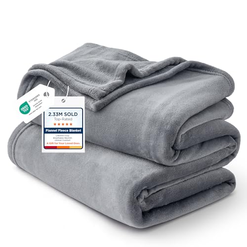 Bedsure GentleSoft Fleece Bed Blankets Queen Size Grey - Soft Warm Winter Blanket Lightweight Cozy Luxury Microfiber, Room Home Decor Christmas Decorations Gifts for Women and Men, 90x90 inches