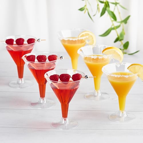Zezzxu 24 Pack Plastic Martini Glasses 7 Oz Disposable Cocktail Glasses, Tall Mini Martini Glasses Perfect for Fall Halloween Party Birthday Wedding and All Events