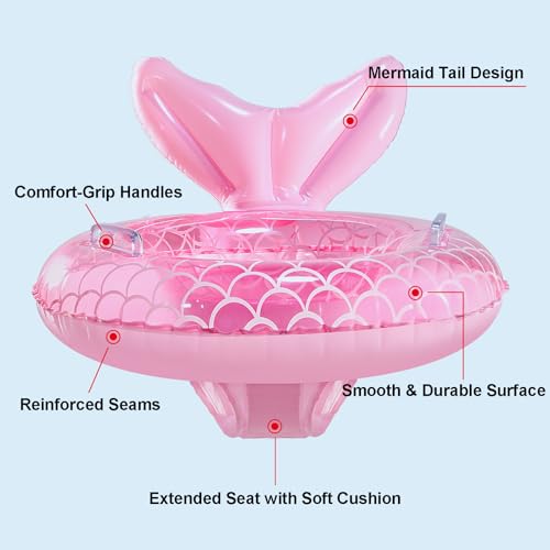 KISSHAKE Baby Pool Float, Mermaid Baby Swimming Float, Toddler Swim Trainer, Inflatable Pool Floats for Toddlers, Water Toys, Infant Swim Floats, Toddler Floaties, Kids Beach Toys Summer Essentials