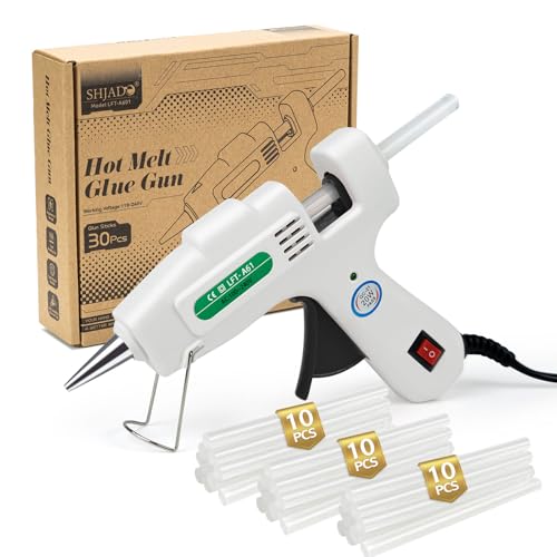 SHJADE Mini Hot Glue Gun Kit with 30 Glue Sticks - Fast Preheating Hot Melt Gun, High Temp for School Crafts DIY Arts and Quick Home Repairs(White)