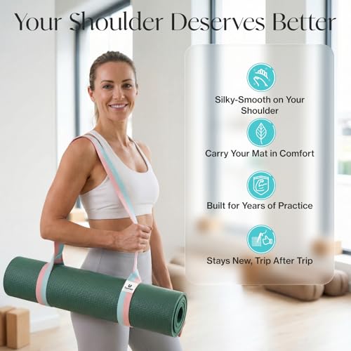 Tumaz Yoga Mat Strap Mat Not Included (2 Sizes) with Extra Thick & Comfy Delicate Texture, Adjustable Yoga Mat Carrier