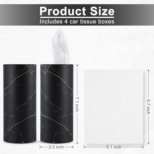 SINGARO Car Tissue Holder, 4 Pack Car Cup Holder Facial Tissues with Travel Tissue Bag