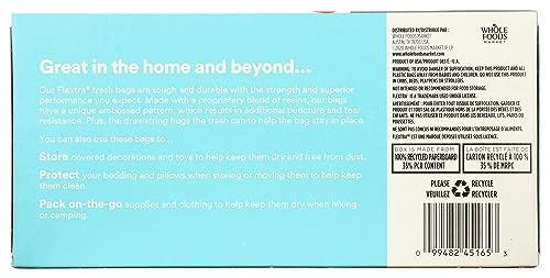 365 by Whole Foods Market, Flextra Strength Drawstring Trash Bags, 30 Gallon, 25 Count