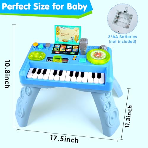 Thremhoo Baby DJ Table Musical Piano Toys for Toddlers with Music & Light