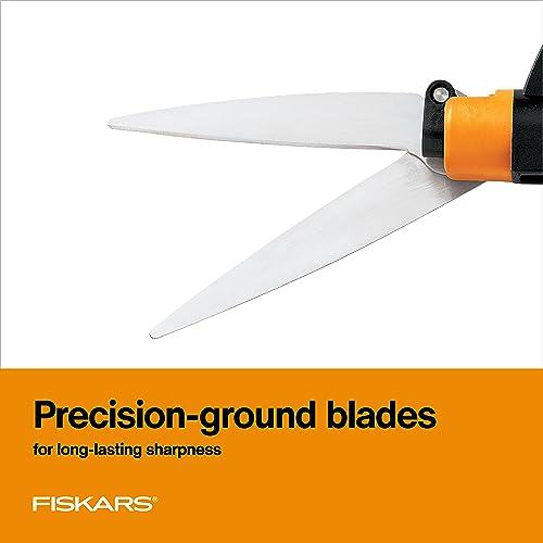 Fiskars Shear Ease Grass Shears - 5" Stainless Steel Blades - 360-Degree Swivel Blade Plant Cutting Scissors - Garden Shears and Grass Cutter, Black