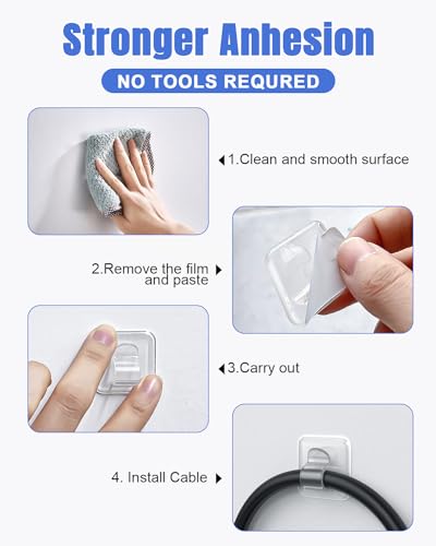 LZC 25 Pack Clear Adhesive Strips Hooks for Outdoor String Lights Clips