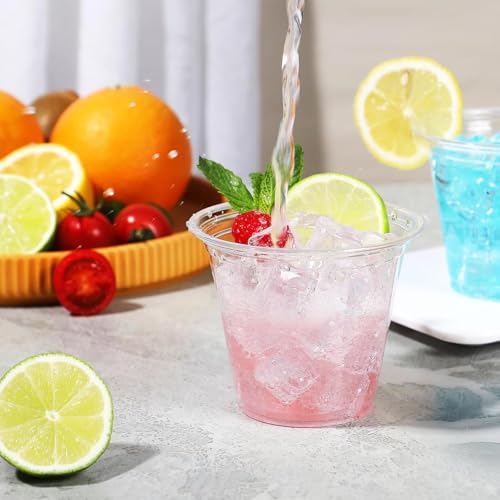 BYSNOW 250 Pack 9 oz Clear Plastic Cups, Disposable Cups for Party, Sturdy & Food Safe Plastic Wine Cups for Cocktail, Juice, Punch (9oz 250pack)