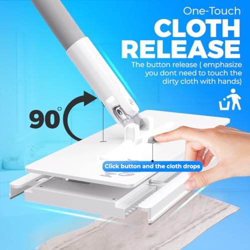 FlexiClamp Sweep & Mop Kit - Compatible with Swiffer Pads, Durable Cleaning Tool for Hardwood, Tile, Marble & Laminate Floors, Home, Kitchen Cleaning Essentials. (Include 10 Dry Cloths)