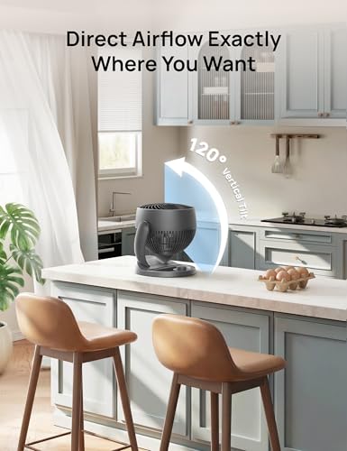 DREO Desk Fan, 12-Inch Air Circulator Fan for Bedroom, 70ft Powerful Airflow, 120ยฐ Tilt Adjustment, 25dB Ultra-Quiet, 3 Speeds Small Table Fan for Whole Room, Home, Office