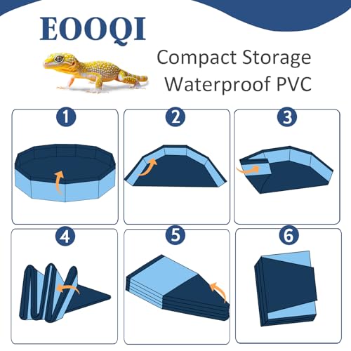 Eooqi Foldable Bearded Dragon Bath Tub, Collapsible Reptile Bath Pool for Lizards, Hedgehogs & Small Pets, Portable Non-Slip Water Tub (Blue, 19 x 3.5 in) | Reinforced Bottom for Added Stability, Ideal for Regular Reptile Grooming