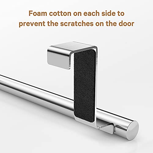 Stainless Steel Over Door Towel Rack Bar Holders for Universal Fit on Over Cabinet Cupboard Doors 2 Pack (Sliver)