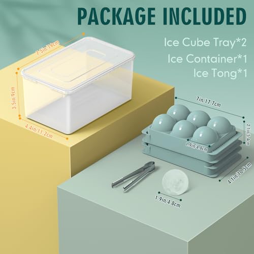 WIBIMEN Large Ice Cube Molds, Big Round Whiskey Ice Cube Trays for Freezer, Easy to Fill & Release, Whiskey Bourbon Cocktail(1.9In*6 Balls- Blue/2 Pack)