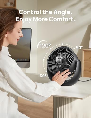 DREO Fan for Bedroom, Table Air Circulator for Whole Room, 11 Inch, 60ft Strong Airflow, 120ยฐ adjustable tilt, 20db Low Noise, Quiet, 3 Speeds, Desk Fan for Home,Office, Kitchen