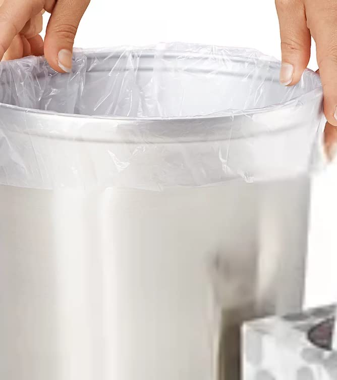 4 Gallon Trash Bags - 150 Small Mini Garbage Bags | 17" x 18" Clear Waste Basket Trash Bags | Bulk Plastic Bathroom Trash Can Liners