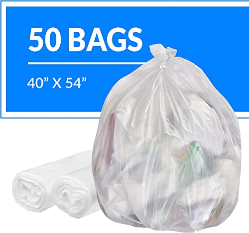 Reli. SuperValue 55-60 Gallon Trash Bags | 50 Count | Made in USA | Heavy Duty | Clear Multi-Use Garbage Bags