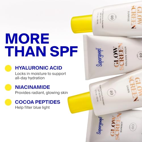 Supergoop! Glowscreen SPF 40 - Glowy r + Broad Spectrum Tinted Sunscreen - Helps Filter Blue Light - Hydration - Hyaluronic Acid & Vitamin B6