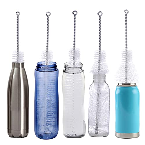 Bottle Brush - Ideal for Cleaning Narrow Neck Swing Top Glass, Brewing, Wine, Beer, Soda, Spray, Kombucha Bottles (White+1Pack)