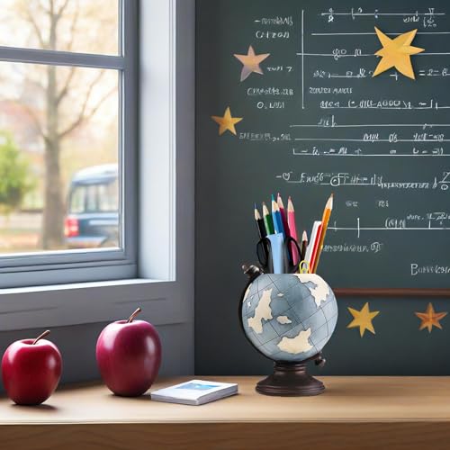MUAMAX Globe Pen Pencil Holder for Desk Pen Organizer for Desk Desktop Organizer Pencil Cup Pot Desktop Accessories for Home Office School