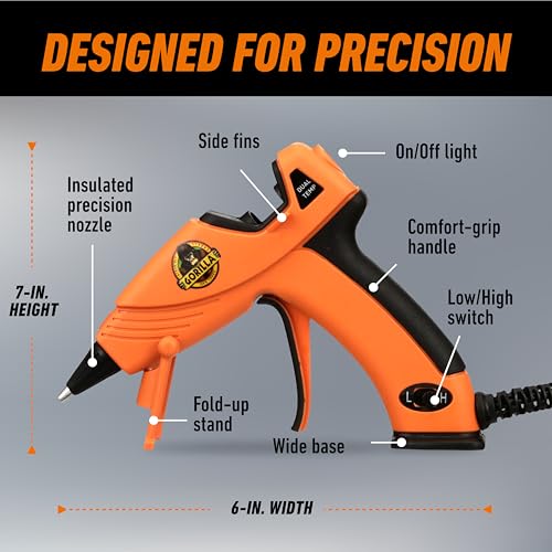 Gorilla Mini Hot Glue Gun Kit (Pack of 1 Mini Hot Glue Gun and 30 Sticks) - Dual Temp, Precision Nozzle, and Easy Squeeze Trigger