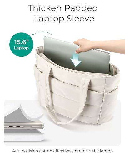 BAGSMART Tote Bag for Women, Lightweight Puffy Tote Bag with Compartments Shoulder Bag Handbag for Travel, Work, Gym | Lightweight, Puffy, Quilted, for Travel, Work
