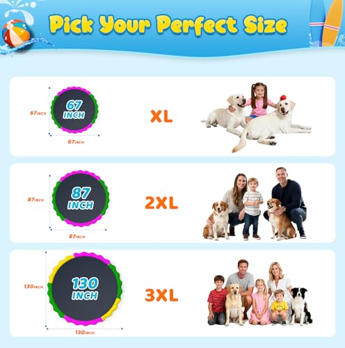 130” Extra Large Non-Slip Splash Pad for Kids & Dogs, 11FT Outdoor Water Sprinkler Pad, 0.5mm Thickened Tear-Resistant PVC, Kids Water Toy & Dog Pool for Backyard Family Fun