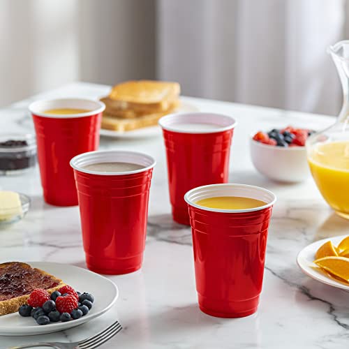 GUSTO 18 oz. - 100 Count Disposable Plastic Red Cups, Party Drinking Cups for Events and Everyday Use