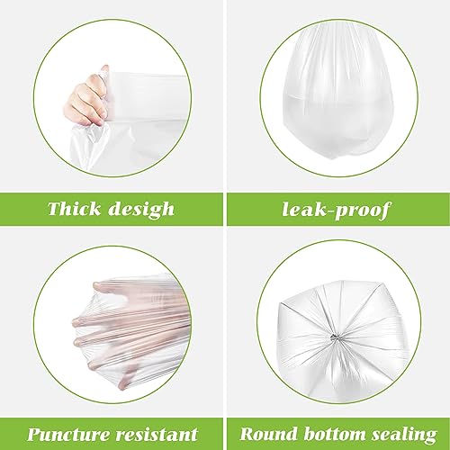8 Gallon 330 Counts Unscented Medium Trash Bags,Fit 7,8,9,10 Gal Garbage Bags by Teivio, 30 Liter Thick Bathroom Can Bin Liners,Plastic Bags for Home Office Kitchen, Clear