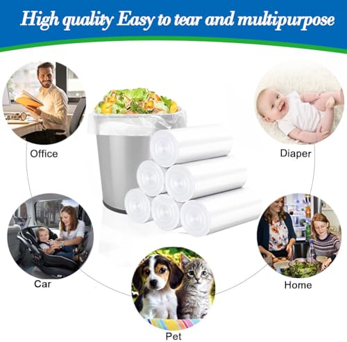 4 Gallon 100pcs Small Clear Trash Bags Strong Clear Garbage Bags, Bathroom Trash Can Bin Liners, Plastic Bags for Office Home Kitchen, Waste Basket Liner, Fit 12-15 Liter, 3-4 Gal(4G100-Clear)