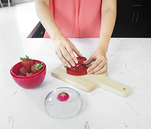 Joie Strawberry Slicer, Perfectly Even Fruit Cutter Tool, Ideal for Cakes, Pies and Garnishes, Cute Berry Shaped Kitchen Gadget, Stainless Steel, BPA-Free